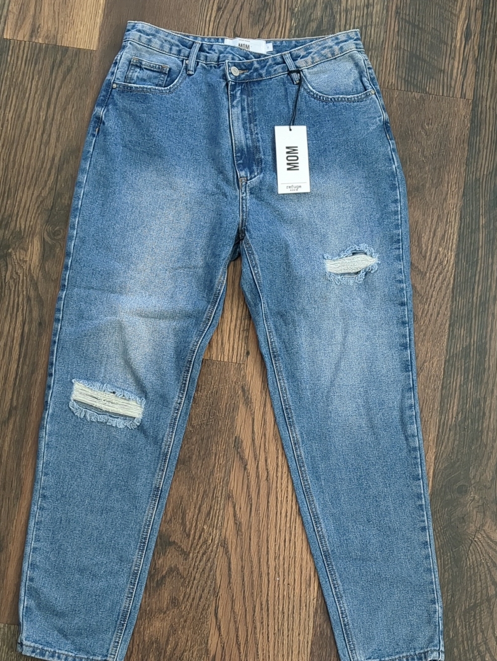 MOM Refuge Womens Distressed Straight Leg Jeans, Juniors Size 7, NEW